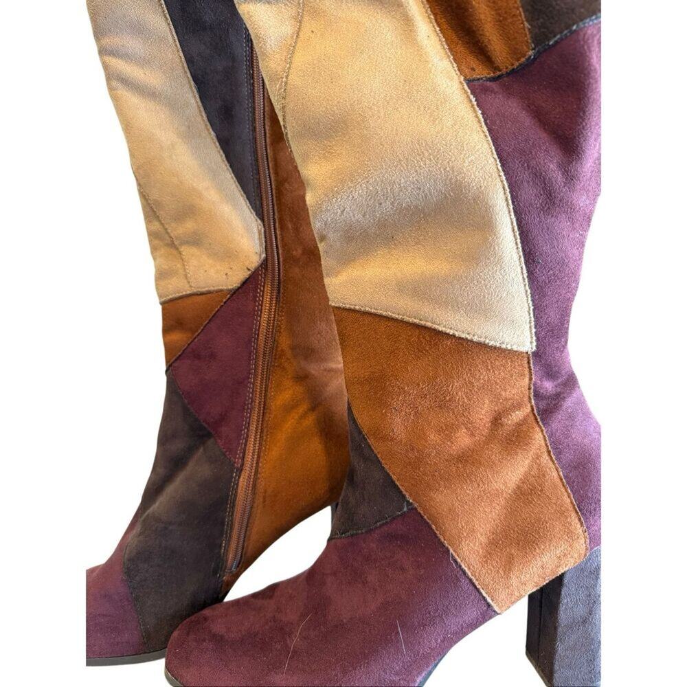 Patchwork Faux Suede Heeled Boot - image 3